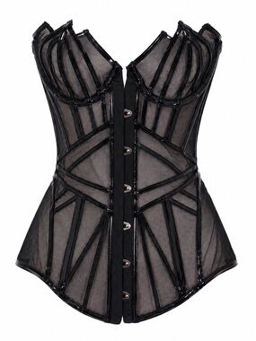 Agent Provocateur Jet Mesh Corset Size 3 US 6 Black Sheer Boned Gothic Lingerie